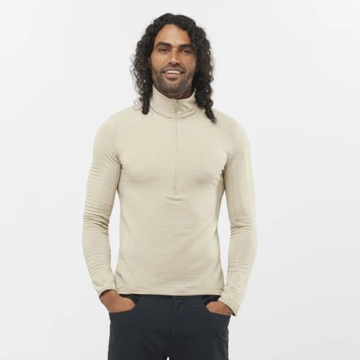 Cream Salomon Outline Half Zip Men's Sweatshirt | IE MN7520